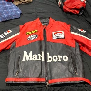 Real Leather Marlboro racing jacket without the protective back.